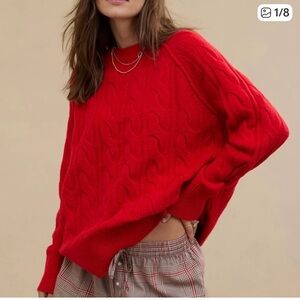 Cozy Red Cable Knit Sweater